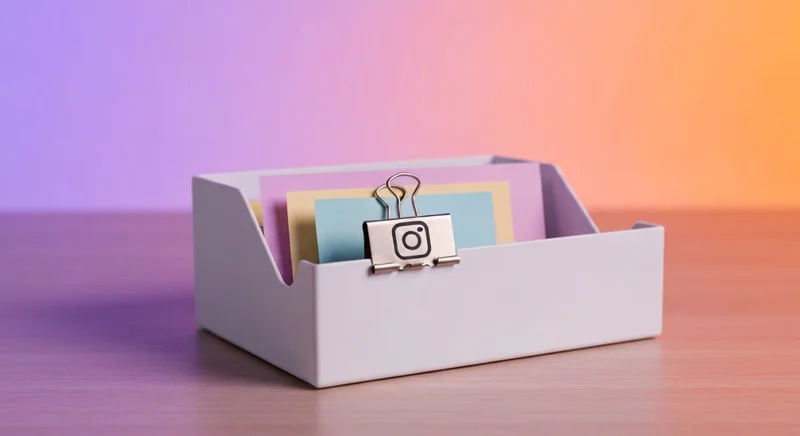Bandeja blanca minimalista con notas pastel y clip glifo Instagram