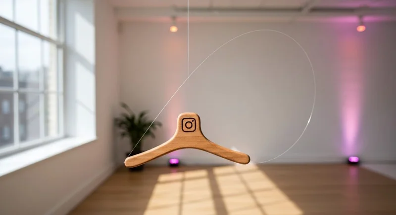 Boomerang de madera con logo de Instagram grabado suspendido