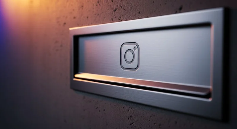 Buzón moderno metálico con logo de Instagram grabado en acero