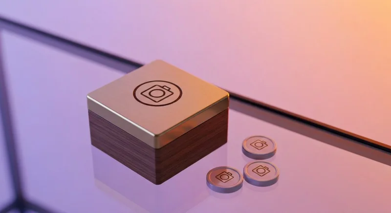 Caja de rifas de madera con grabado circular de cámara