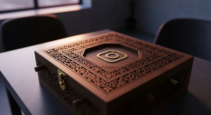 Caja de rompecabezas de madera con logo de Instagram minimalista