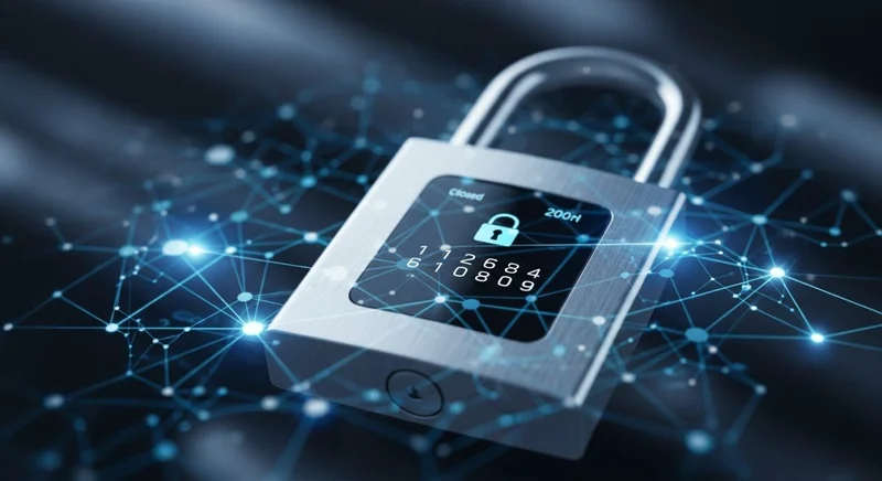 Candado digital sobre red de datos seguridad información
