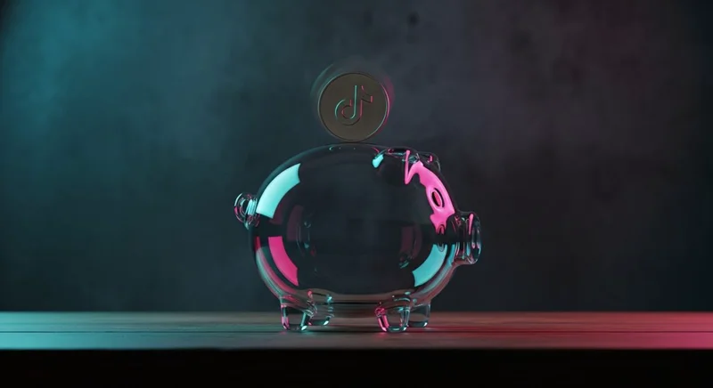 Cerdo hucha cristal moneda TikTok pared hormigón oscura