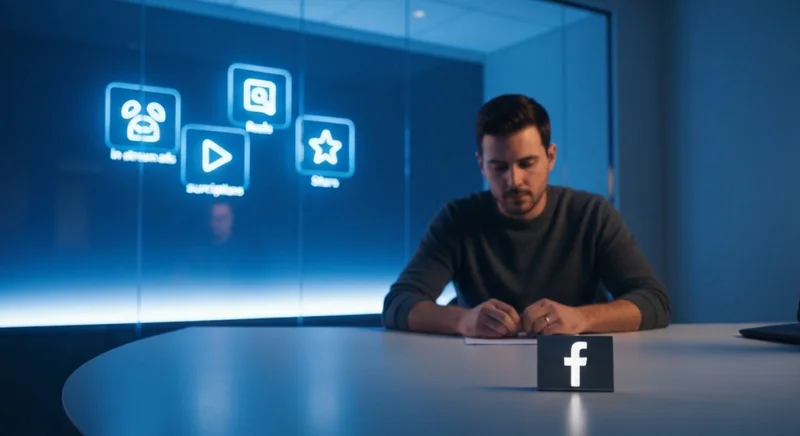 Creador de contenido en estudio con iconos de monetización Facebook