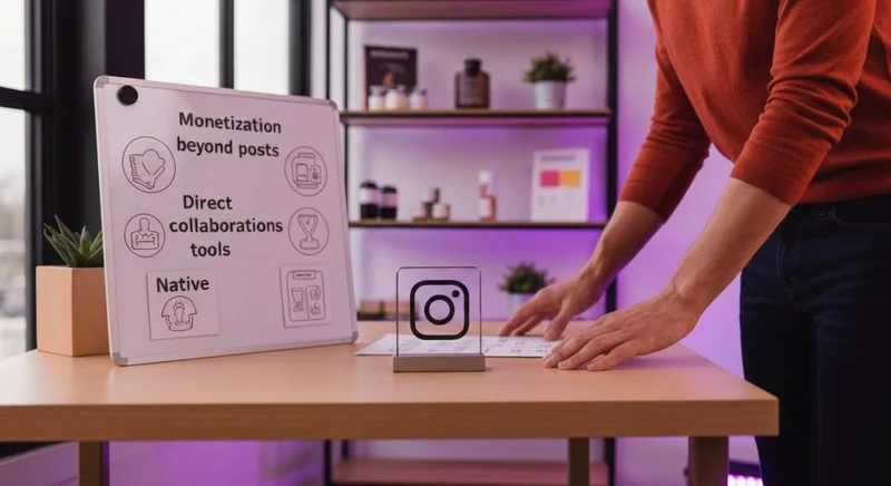 Creador de contenidos frente a pizarra con logotipo de Instagram