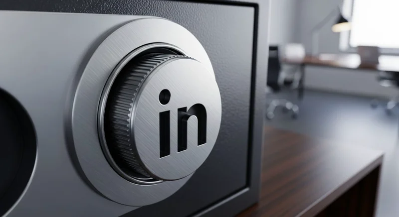 Dial de caja fuerte de acero con logo de LinkedIn