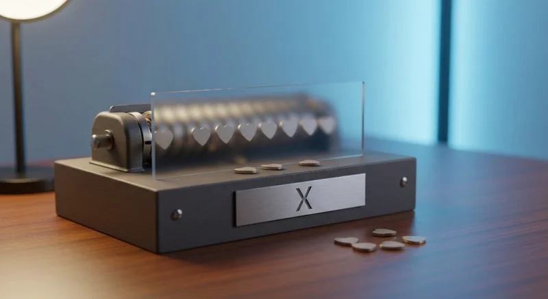 Diorama táctil de likes de X con contador y logo