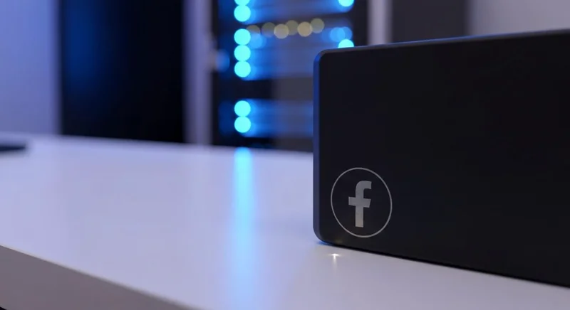 Disco duro externo negro mate con logo de Facebook grabado