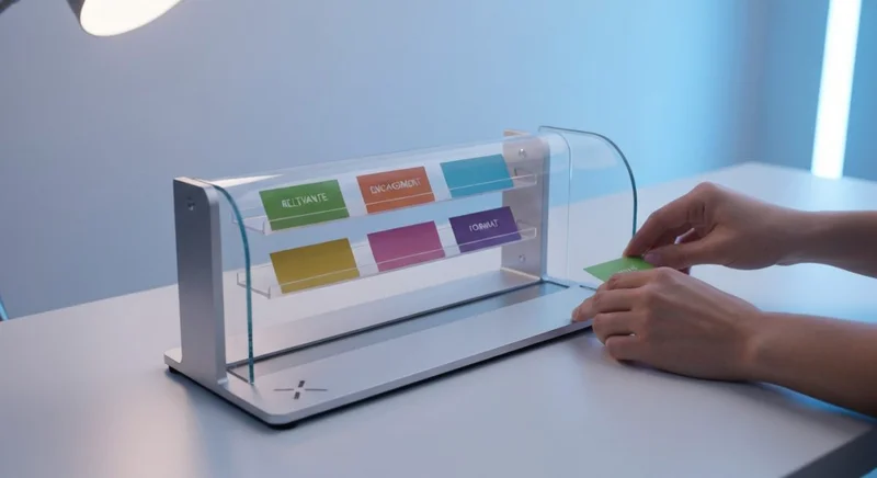 Dispositivo timeline sorter de cristal y aluminio con logotipo X