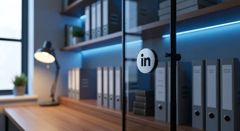 Gabinete con frente de vidrio archivo táctil de publicaciones LinkedIn