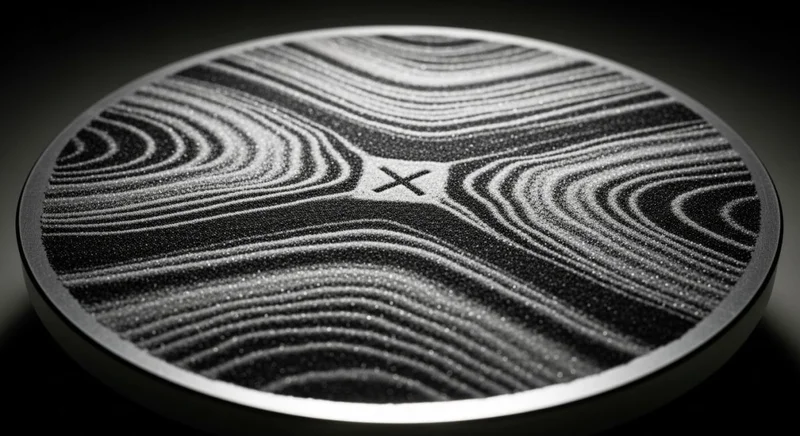 Granos de arena creando patrones cíclicos con forma de X