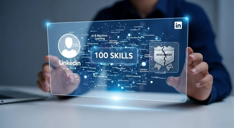 Holograma futurista del nuevo perfil de LinkedIn y sus aptitudes