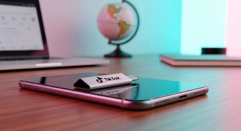 Hub USB C con placa TikTok grabada junto al teléfono