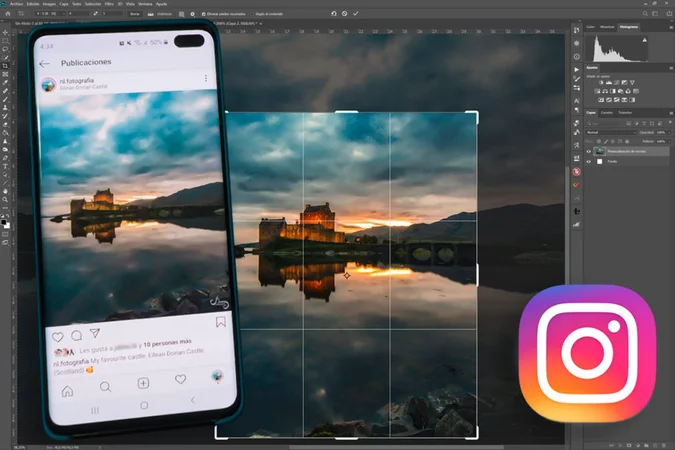 imagen siendo ajustada en formato 3 4 para feed de instagram