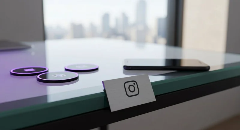 Insignias de verificación junto a placa grabada con logotipo Instagram