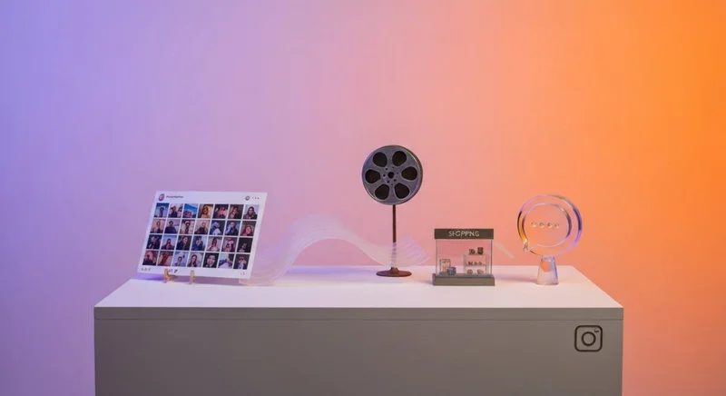 Instalación escultórica de Instagram en pedestal blanco muestra evolución plataforma