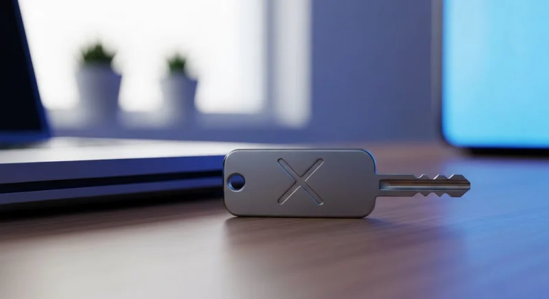 Llave de seguridad de hardware con logotipo X grabado metálico