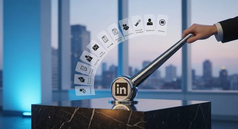 Logotipo LinkedIn grabado en la base de la palanca cromada
