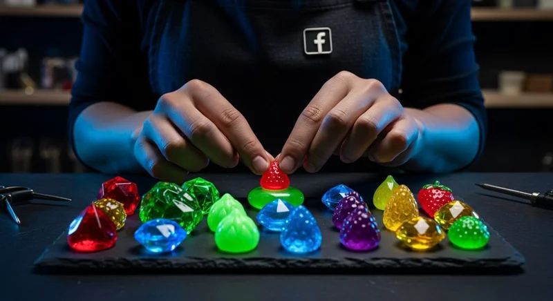Manos con delantal oscuro organizando caramelos en forma de joyas