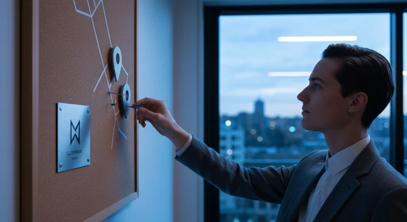 Observa mapa de corcho en coworking con pines desalineados Facebook