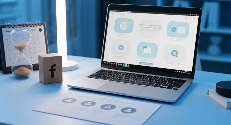 Oficina moderna con portátil y guía de borrar cuenta Facebook