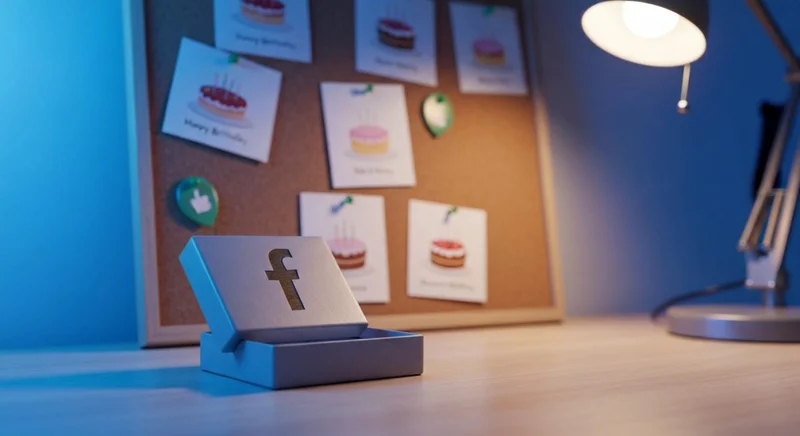 Pequeña caja con logo de Facebook en tapa de madera