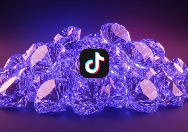 pila de diamantes con el logo de tiktok en el centro