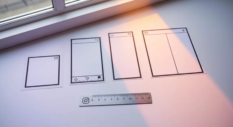 Plano superior de mesa con guías Instagram y glifo grabado