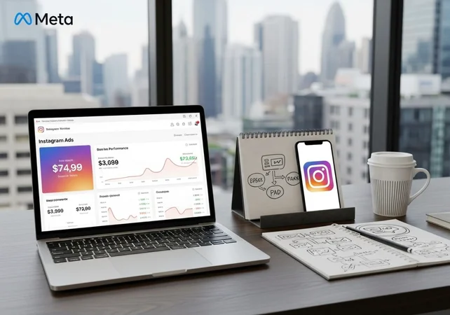 Profesional de marketing analizando rendimiento de anuncios Instagram