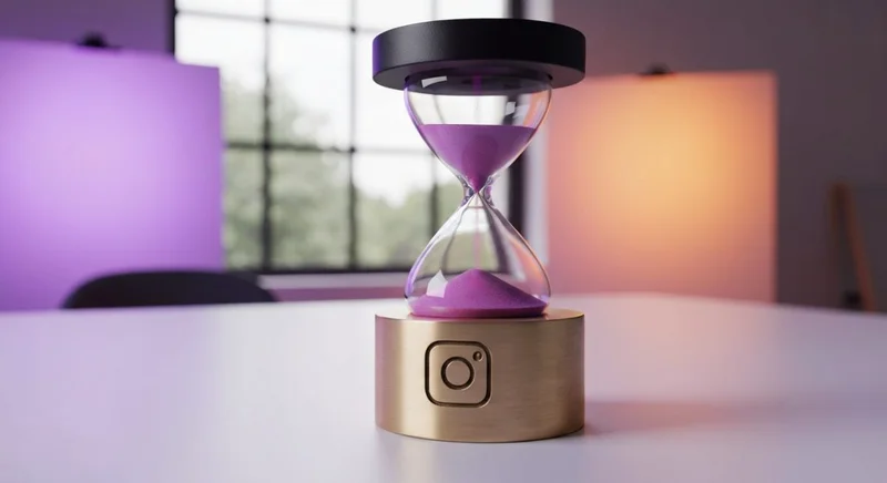 Reloj de arena negro mate sobre escritorio blanco latón Instagram