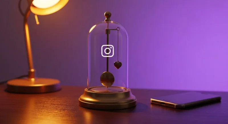 Reloj de escritorio vintage con péndulo y logotipo Instagram visible