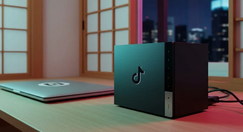 Router WiFi negro con logotipo TikTok grabado en placa lateral
