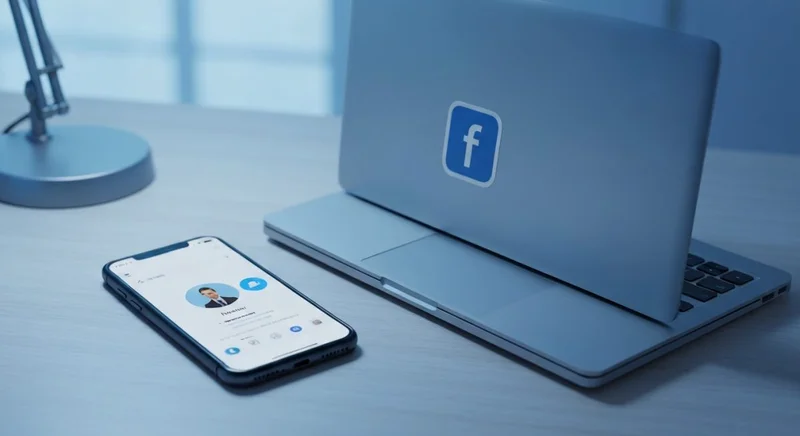 Smartphone muestra perfil con insignia de Facebook y pegatina f