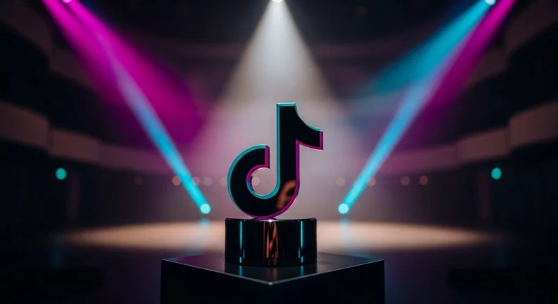 Trofeo de cristal negro en forma de logo de TikTok