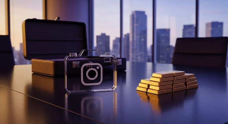 Trofeo en forma de cámara de vidrio con logo Instagram