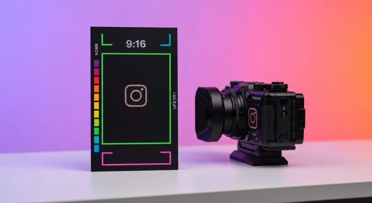 Cámara cinematográfica 4k con grabado logotipo Instagram en la empuñadura