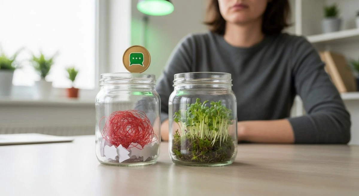 Creador frente a dos frascos Instagram crecimiento orgánico y artificial