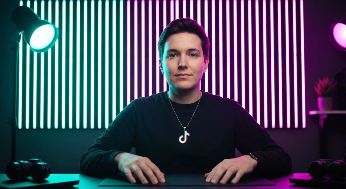 Dije con logo de TikTok en el pecho del creador
