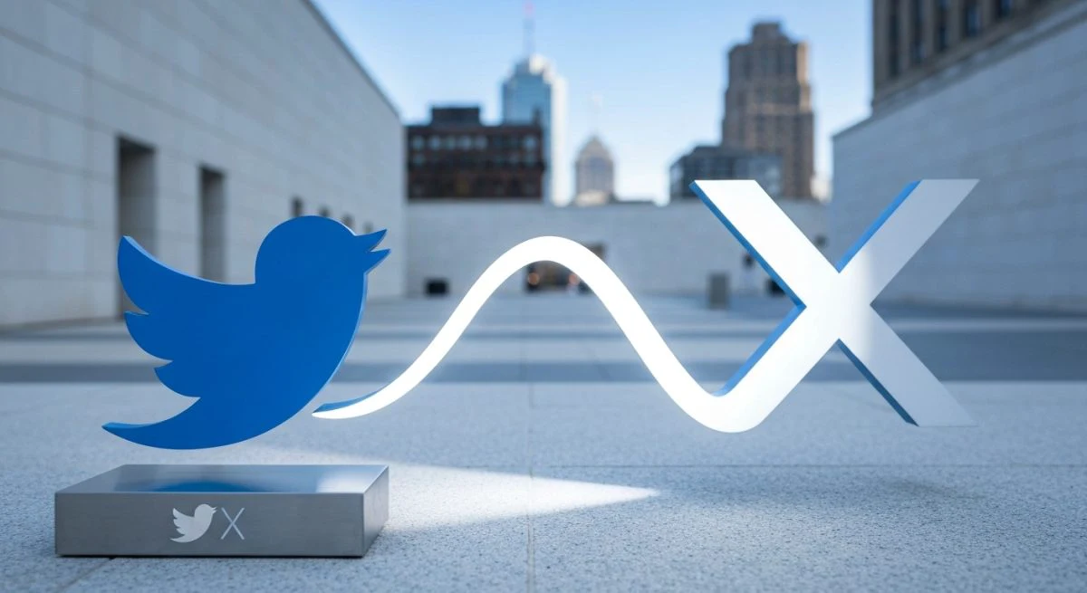 Escultura al aire libre transforma Twitter a X con placa