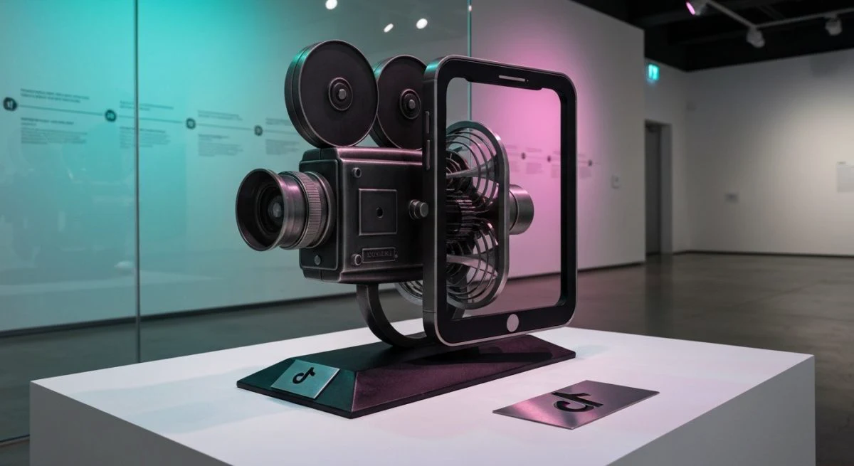 Escultura cinética fusiona 8mm cámara y simboliza TikTok Musically ByteDance