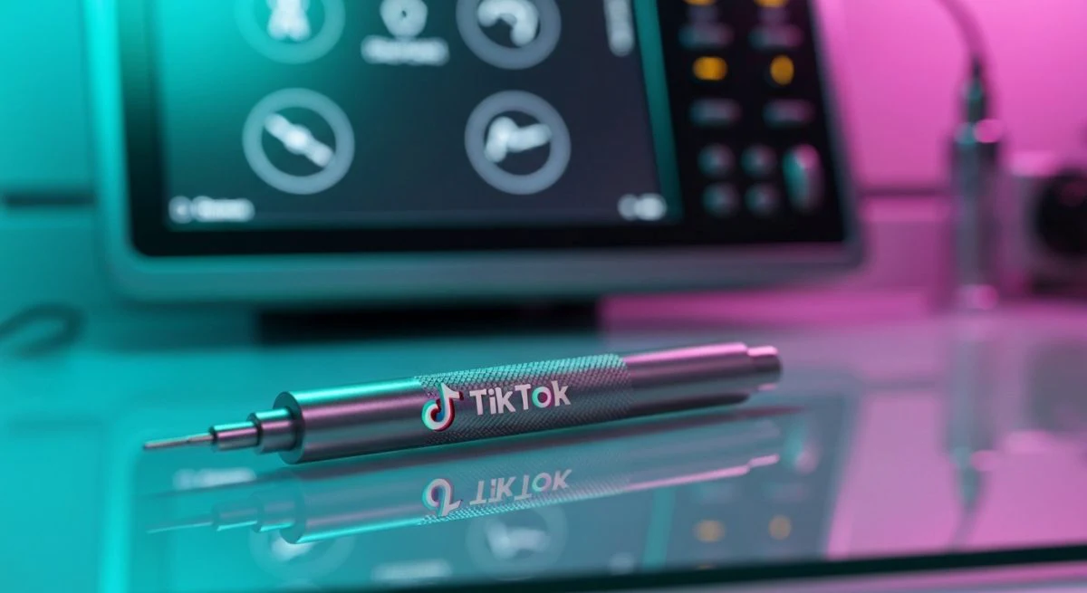 Herramienta de reparación en acero inoxidable con logo TikTok grabado