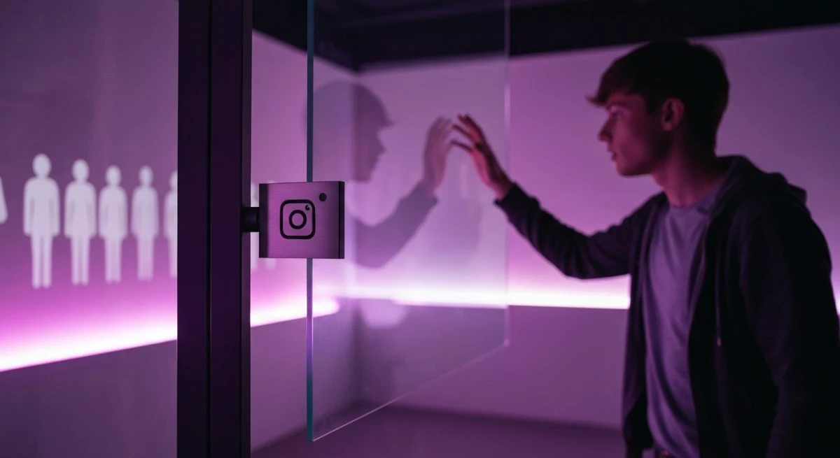 Joven en estudio alcanza vidrio transparente frente a seguidores Instagram