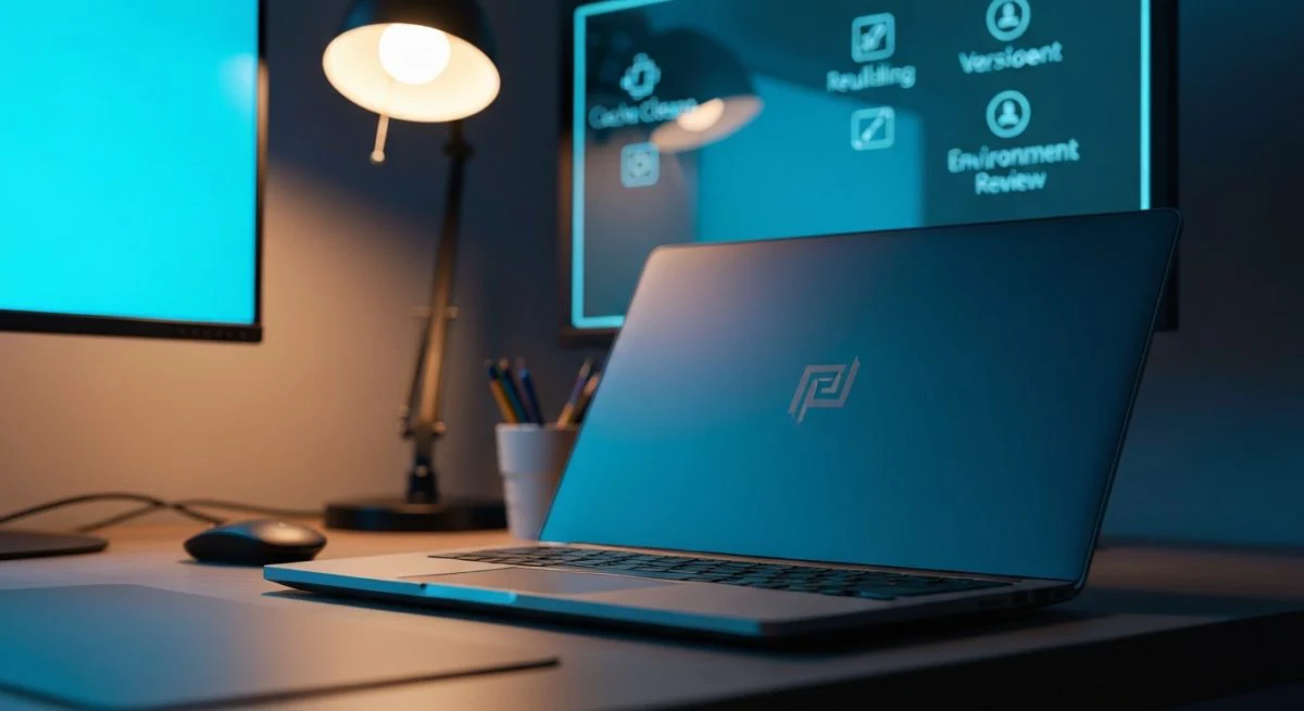 Laptop elegante con logotipo grabado sutil en la tapa superior