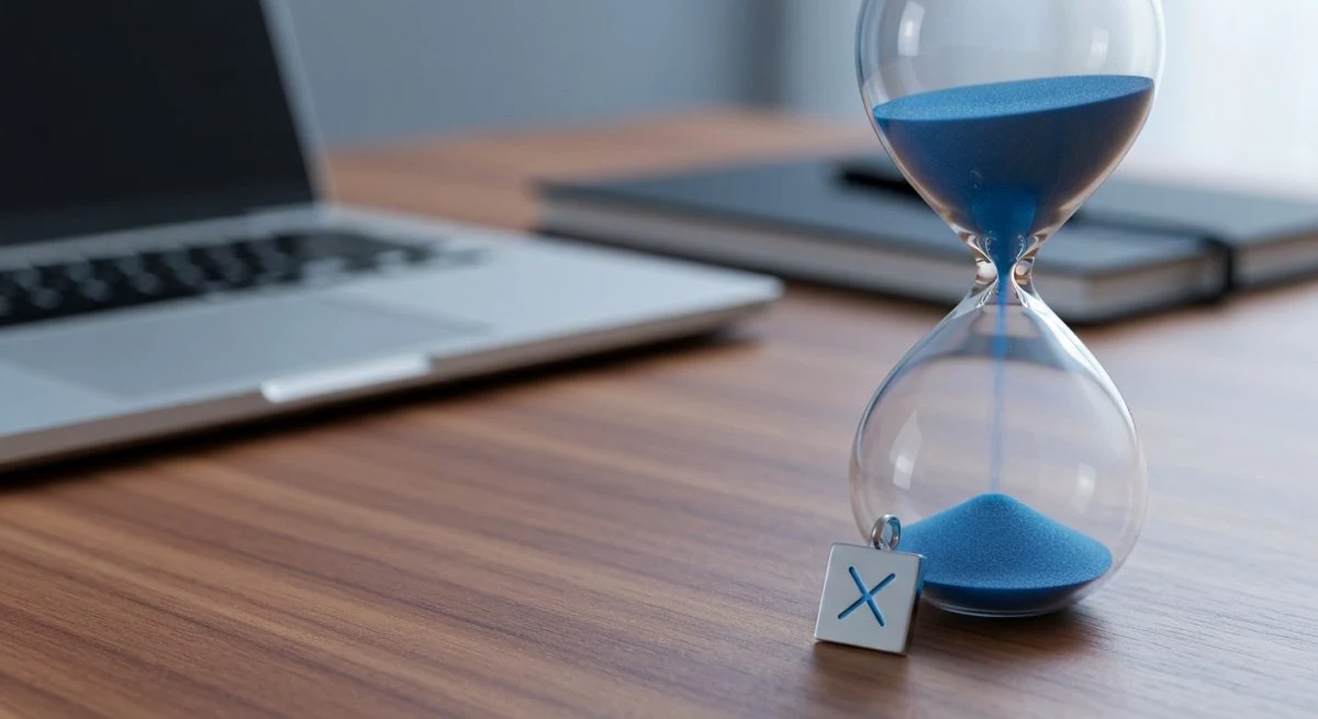 Macro reloj de arena de vidrio con colgante logotipo X