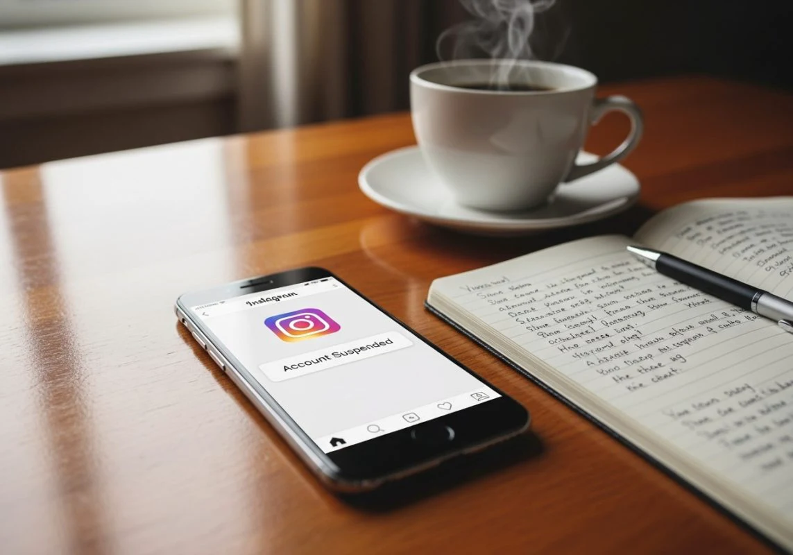Persona preocupada revisando su cuenta de Instagram.