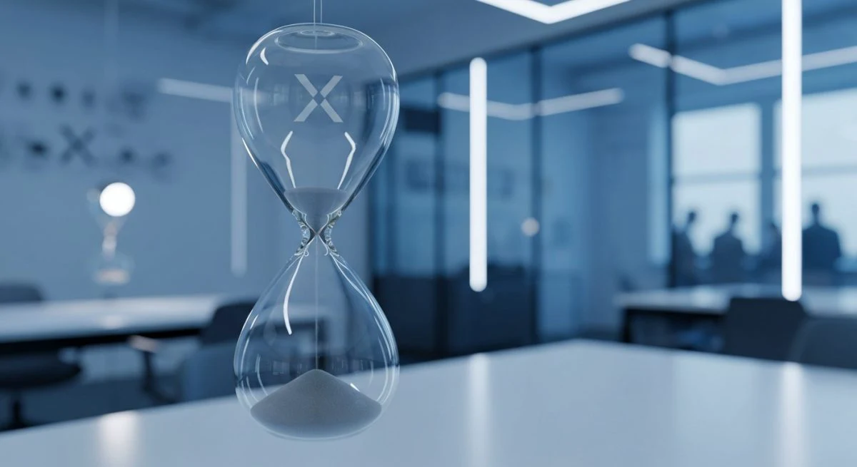 Reloj de arena de cristal suspendido con logo X oficina