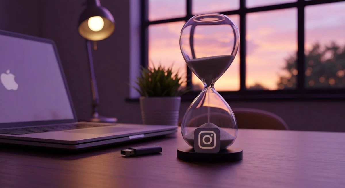 Reloj de arena de vidrio con logo minimalista de Instagram