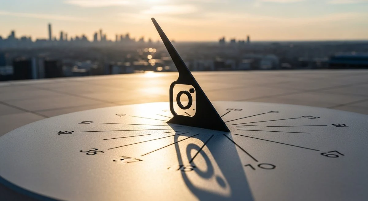 Reloj de sol moderno con gnomon de logo de Instagram